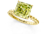 Yellow gold Fancy Yellow Asscher  Solitaire Beaded Band Prong Setting Ring 1