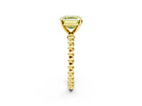 Yellow gold Fancy Yellow Asscher  Solitaire Beaded Band Prong Setting Ring 2