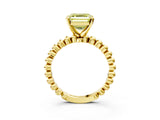 Yellow gold Fancy Yellow Asscher  Solitaire Beaded Band Prong Setting Ring 3