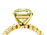 Yellow gold Fancy Yellow Asscher  Solitaire Beaded Band Prong Setting Ring 4