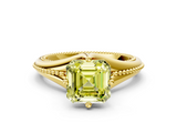 Yellow gold Fancy Yellow Asscher  Solitaire Beaded Band Six-Prong Setting