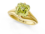 Yellow gold Fancy Yellow Asscher  Solitaire Beaded Band Six-Prong Setting_1