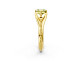 Yellow gold Fancy Yellow Asscher  Solitaire Beaded Band Six-Prong Setting_2