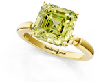 Yellow gold Fancy Yellow Asscher  Solitaire Beaded Band with Four-Prong Setting_1