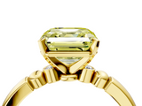 Yellow gold Fancy Yellow Asscher  Solitaire Beaded Band with Four-Prong Setting_4