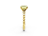 Yellow gold Fancy Yellow Asscher  Solitaire Bezel Accent Diamond Engagement Ring with Beaded Band and Four-Prong Setting_2