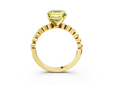 Yellow gold Fancy Yellow Asscher  Solitaire Bezel Accent Diamond Engagement Ring with Beaded Band and Four-Prong Setting_3