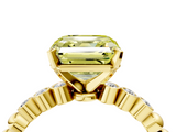 Yellow gold Fancy Yellow Asscher  Solitaire Bezel Accent Diamond Engagement Ring with Beaded Band and Four-Prong Setting_4