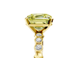 Yellow gold Fancy Yellow Asscher  Solitaire Bezel Accent Diamond Engagement Ring with Beaded Band and Four-Prong Setting_5