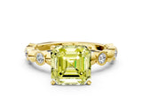 Yellow gold Fancy Yellow Asscher  Solitaire Bezel-Set Diamond Ring with Beaded Band and Four-Prong Setting_49
