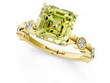 Yellow gold Fancy Yellow Asscher  Solitaire Bezel-Set Diamond Ring with Beaded Band and Four-Prong Setting_50