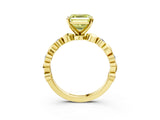 Yellow gold Fancy Yellow Asscher  Solitaire Bezel-Set Diamond Ring with Beaded Band and Four-Prong Setting_52