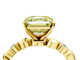 Yellow gold Fancy Yellow Asscher  Solitaire Bezel-Set Diamond Ring with Beaded Band and Four-Prong Setting_53