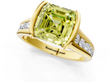 Yellow gold Fancy Yellow Asscher  Solitaire Bezel-Set Diamond Ring with Channel-Set Band_19