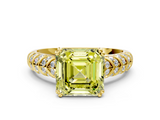 Yellow gold Fancy Yellow Asscher  Solitaire Chevron Pave Diamond Engagement Ring with Six-Prong Setting_3
