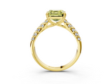 Yellow gold Fancy Yellow Asscher  Solitaire Chevron Pave Diamond Engagement Ring with Six-Prong Setting_6