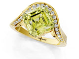 Yellow gold Fancy Yellow Asscher  Solitaire Diamond Engagement Ring with Pave Band and Four-Prong Setting 2