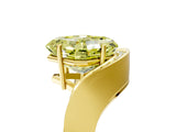 Yellow gold Fancy Yellow Asscher  Solitaire Diamond Engagement Ring with Pave Band and Four-Prong Setting