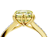 Yellow gold Fancy Yellow Asscher  Solitaire Diamond Engagement Ring with Pave Band and Six-Prong Setting_4