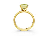 Yellow gold Fancy Yellow Asscher  Solitaire Diamond Engagement Ring with XO Engraved Band and Four-Prong Setting 3