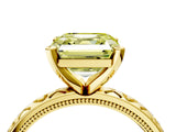 Yellow gold Fancy Yellow Asscher  Solitaire Diamond Engagement Ring with XO Engraved Band and Four-Prong Setting 4