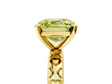Yellow gold Fancy Yellow Asscher  Solitaire Diamond Engagement Ring with XO Engraved Band and Four-Prong Setting 5
