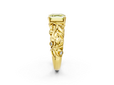 Yellow gold Fancy Yellow Asscher  Solitaire Diamond Leaf Vine Band with Prong Setting_19