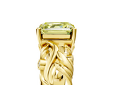 Yellow gold Fancy Yellow Asscher  Solitaire Diamond Leaf Vine Band with Prong Setting_22