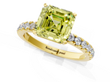 Yellow gold Fancy Yellow Asscher  Solitaire Diamond Pavé Band with Four-Prong Setting_1