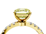 Yellow gold Fancy Yellow Asscher  Solitaire Diamond Pavé Band with Four-Prong Setting_4