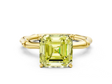 Yellow gold Fancy Yellow Asscher  Solitaire Diamond Ring with Bamboo Band and Four-Prong Setting_16