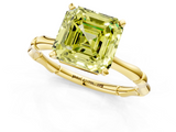 Yellow gold Fancy Yellow Asscher  Solitaire Diamond Ring with Bamboo Band and Four-Prong Setting_17