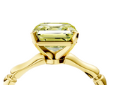 Yellow gold Fancy Yellow Asscher  Solitaire Diamond Ring with Bamboo Band and Four-Prong Setting_20