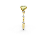 Yellow gold Fancy Yellow Asscher  Solitaire Diamond Ring with Bezel Set Side Stones and Prong Setting_2