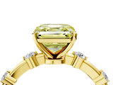 Yellow gold Fancy Yellow Asscher  Solitaire Diamond Ring with Bezel Set Side Stones and Prong Setting_4
