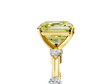 Yellow gold Fancy Yellow Asscher  Solitaire Diamond Ring with Bezel Set Side Stones and Prong Setting_5