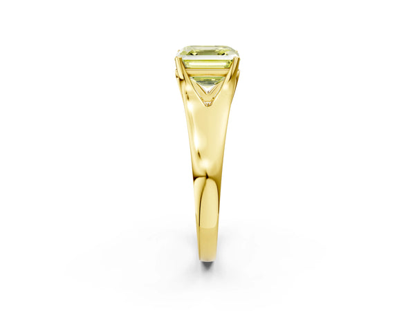 Yellow Gold Asscher Cut Cathedral Solitaire Engagement Ring Setting for Fancy Yellow Center with Split Shoulders