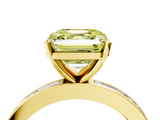 Yellow gold Fancy Yellow Asscher  Solitaire Diamond Ring with Channel-Set Baguette Band and Four-Prong Setting_21