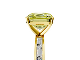 Yellow gold Fancy Yellow Asscher  Solitaire Diamond Ring with Channel-Set Baguette Band and Four-Prong Setting_22