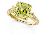 Yellow gold Fancy Yellow Asscher  Solitaire Diamond Ring with Channel Set Band and Bezel Prong Setting_57