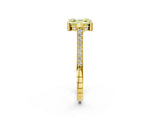 Yellow gold Fancy Yellow Asscher  Solitaire Diamond Ring with Channel Set Band and Bezel Prong Setting_58