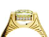 Yellow gold Fancy Yellow Asscher  Solitaire Diamond Ring with Channel Set Band and Bezel Prong Setting_60