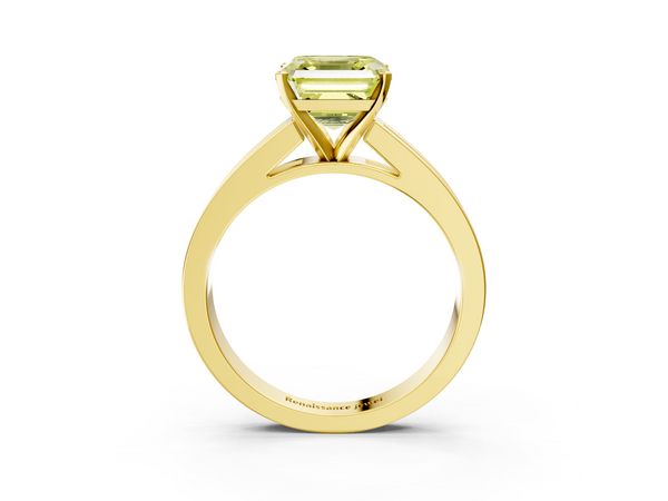 Yellow Gold Asscher Cut Channel Set Solitaire Engagement Ring Setting for Fancy Yellow Center