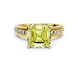 Yellow gold Fancy Yellow Asscher  Solitaire Diamond Ring with Channel Set Band and Six-Prong Setting_46