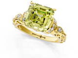 Yellow gold Fancy Yellow Asscher  Solitaire Diamond Ring with Filigree Band and Four-Prong Setting_1
