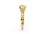 Yellow gold Fancy Yellow Asscher  Solitaire Diamond Ring with Filigree Band and Four-Prong Setting_2
