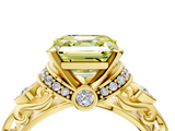 Yellow gold Fancy Yellow Asscher  Solitaire Diamond Ring with Filigree Band and Four-Prong Setting_4
