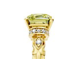 Yellow gold Fancy Yellow Asscher  Solitaire Diamond Ring with Filigree Band and Four-Prong Setting_5