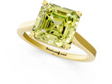 Yellow gold Fancy Yellow Asscher  Solitaire Diamond Ring with Four-Prong Setting and Tapered Band 1