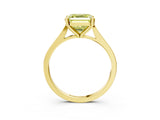 Yellow gold Fancy Yellow Asscher  Solitaire Diamond Ring with Four-Prong Setting and Tapered Band 3